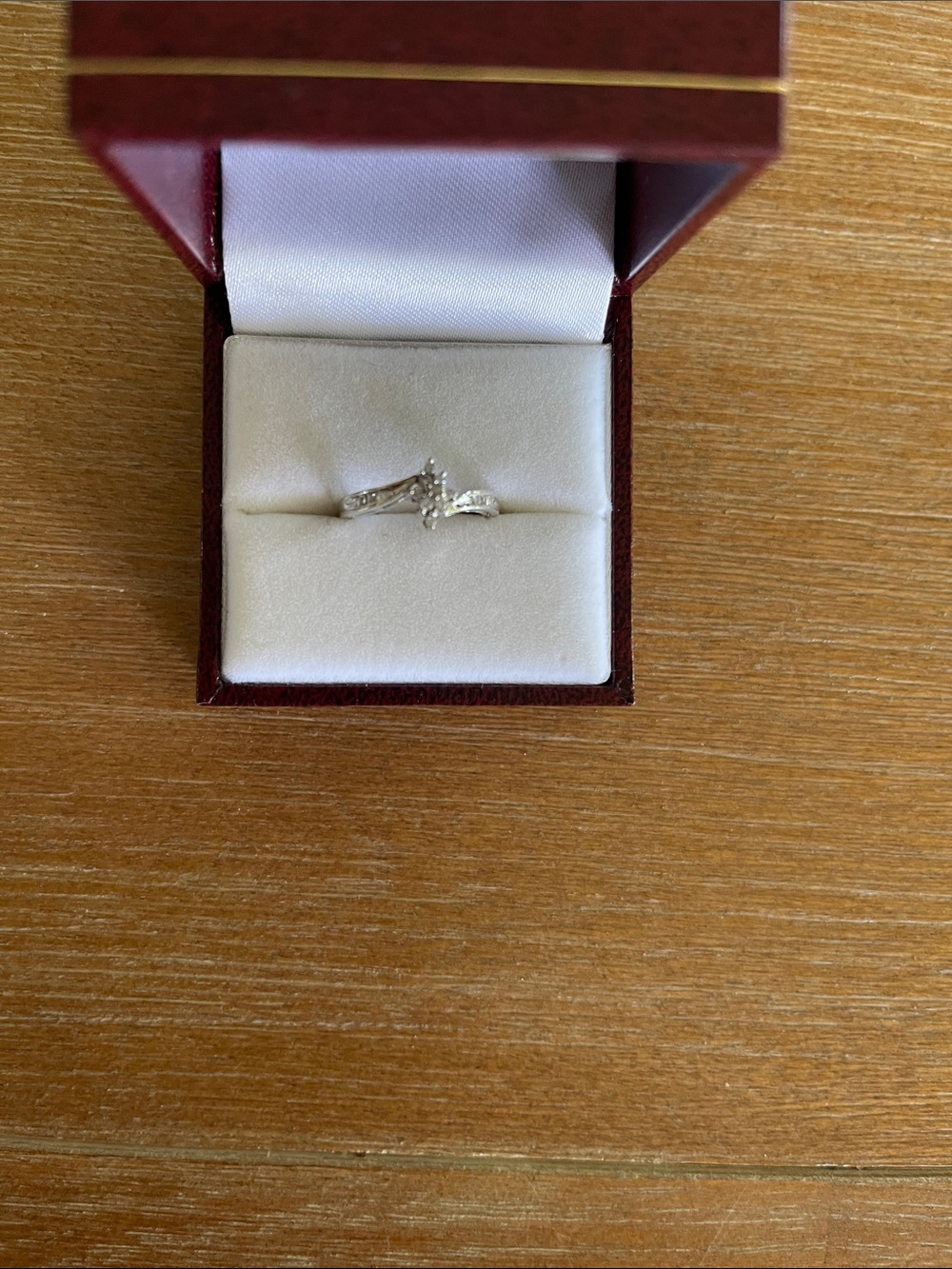 Twisted Sterling Silver Ring with Clear Accent Stones - White